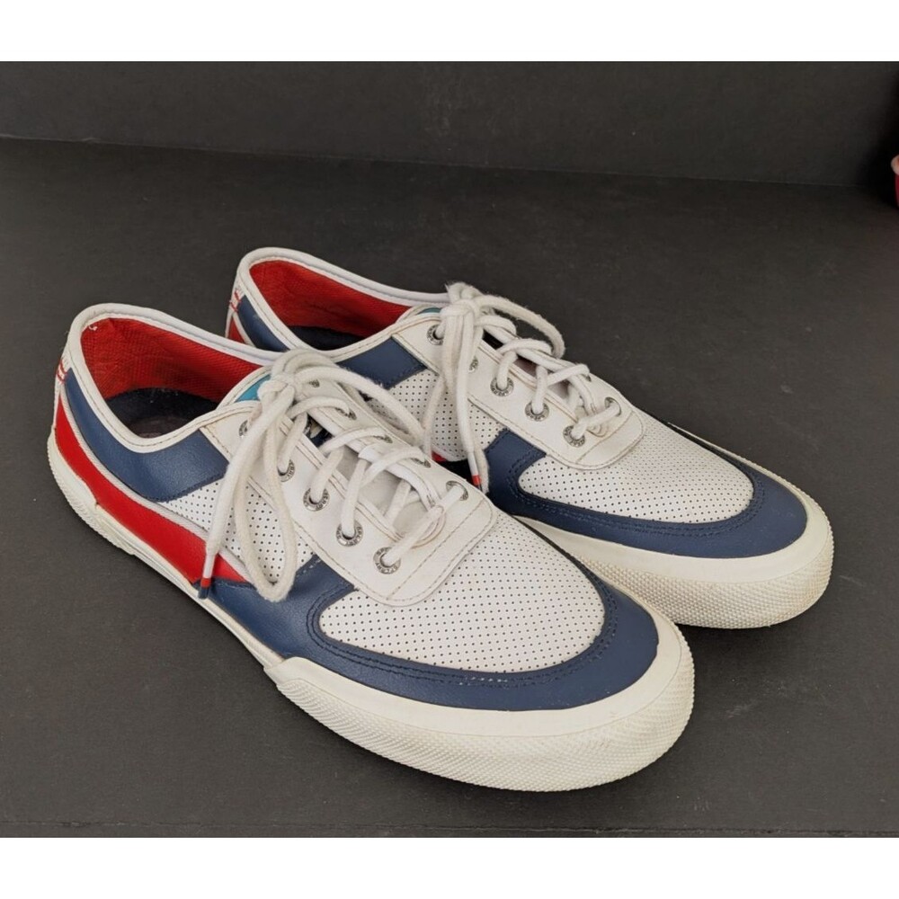 Sperry Men's 11.5 Soletide Red White Blue Leather Top-Siders Sneakers